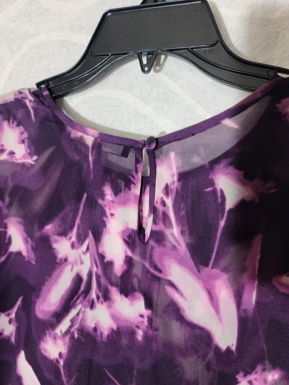 BCBGMaxAzria Purple Floral Sheer Blouse - Picture 5 of 5